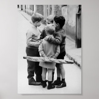 Little Boys Meeting, Zwart-wit  kunst Poster