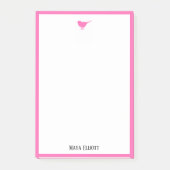 Little Bright Pink Bird & Border op wit Post-it® Notes (Voorkant)