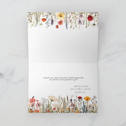 Little Bright Wildflower Baby shower Bedankkaart (Binnen)