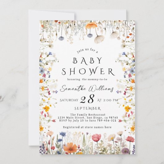 Little Bright Wildflower Baby shower Kaart (Voorkant)