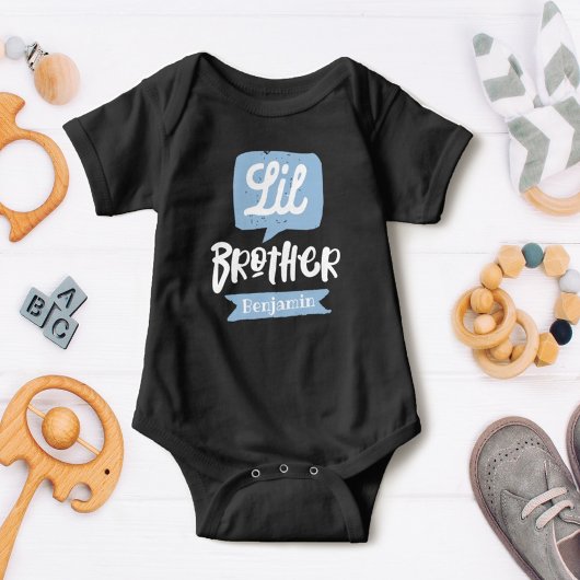 Little Brother Baby Notice Name & Monogram Romper