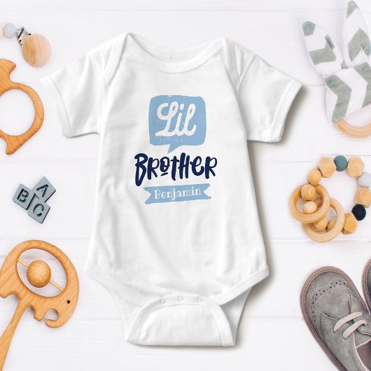 Little Brother Baby Notice Name & Monogram Romper