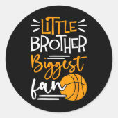 Little Brother Biggest Fan Bysketbyll Ronde Sticker (Voorkant)