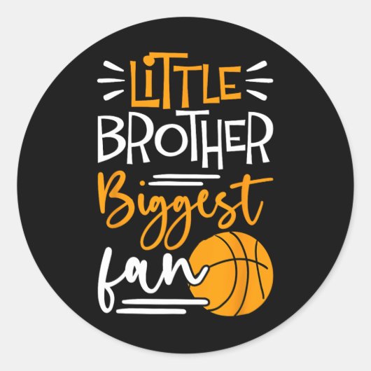 Little Brother Biggest Fan Bysketbyll Ronde Sticker (Voorkant)