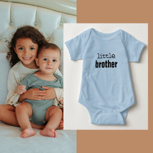 Little Brother Blue Typography Baby Bodysuit