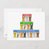 Little Brother Happy Birthday Schattige Cats Briefkaart (Voorkant / Achterkant)