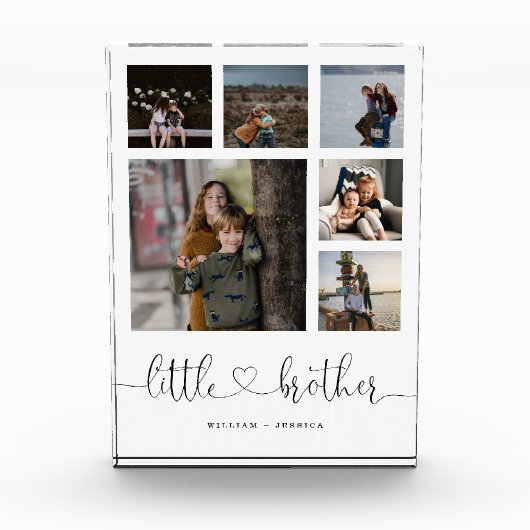 Little Brother Script Brother Gift Photo Collage Fotoblokken (Voorkant)