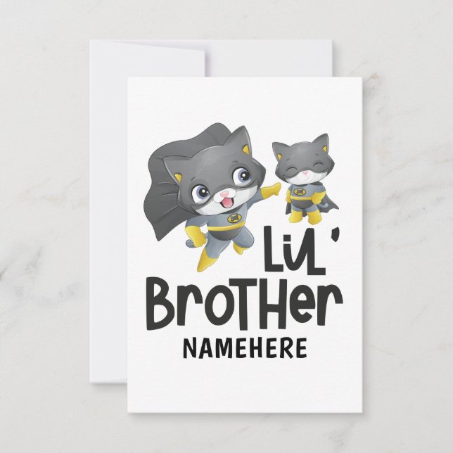 Little Brother Superhero Cat Custom Name (Voorkant)