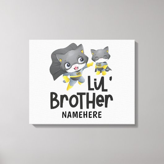 Little Brother Superhero Cat Custom Name Canvas Afdruk (Voorkant)
