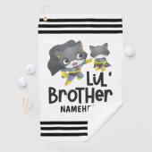 Little Brother Superhero Cat Custom Name Golfhanddoek (Insitu)