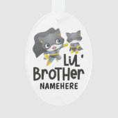 Little Brother Superhero Cat Custom Name Ornament (voorkant)