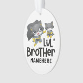 Little Brother Superhero Cat Custom Name Ornament (voorkant)