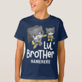 Little Brother Superhero Cat Custom Name T-shirt (Voorkant)