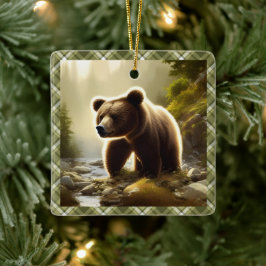 Little Brown Beer Wildlife Portrait Personated Keramisch Ornament
