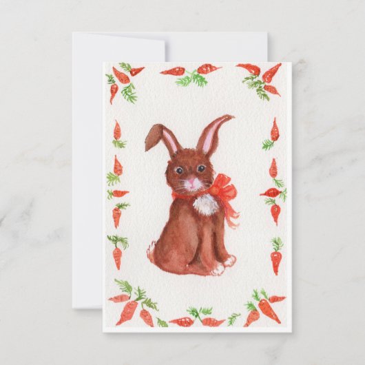 Little Brown Bunny Rabbit met Carrots Invitation Kaart (Voorkant)