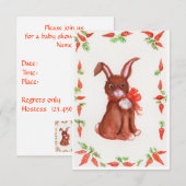 Little Brown Bunny Rabbit met Carrots Invitation Kaart (Voorkant / Achterkant)