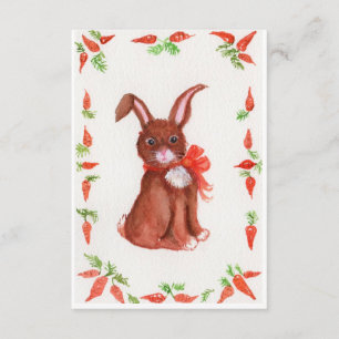 Little Brown Bunny Rabbit met Carrots Invitation Kaart