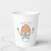 Little Brown Bunny Waterverf Paaspapier Cup Papieren Bekers (Achterkant)