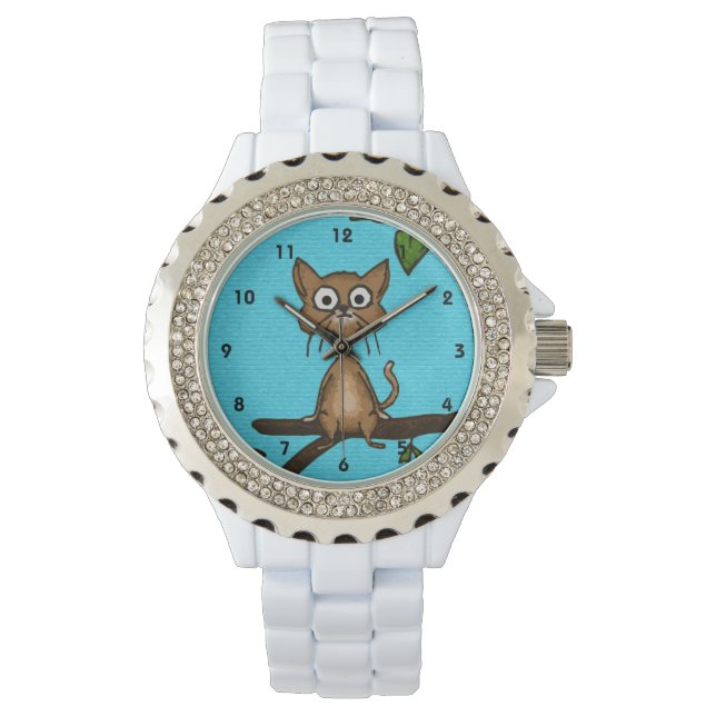Little Brown Cat Horloge (Voorkant)