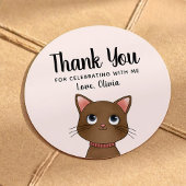 Little brown cat thank you ronde sticker
