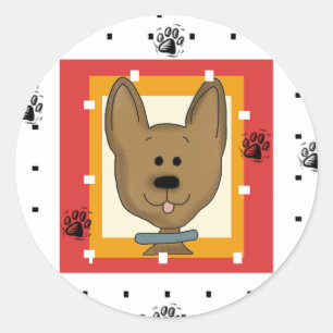 Little Brown Doggie Tshirts en Geschenken Ronde Sticker