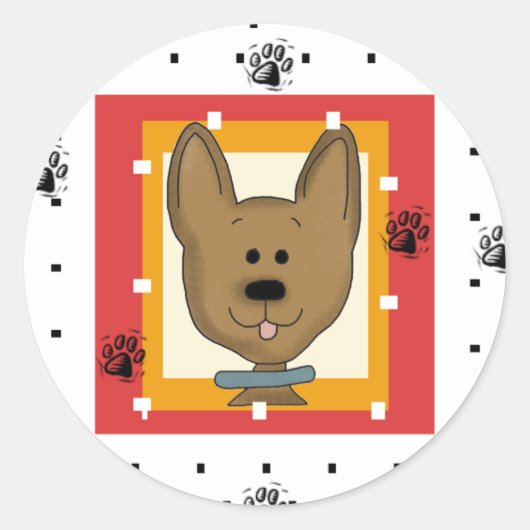 Little Brown Doggie Tshirts en Geschenken Ronde Sticker (Voorkant)