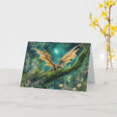 Little Brown Dragon Verjaardag Kaart (Gele Bloem)