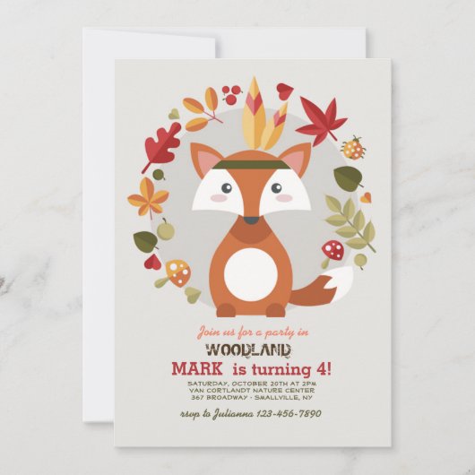 Little Brown Fox-uitnodiging Kaart (Voorkant)