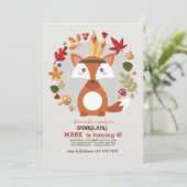 Little Brown Fox-uitnodiging Kaart (Staand voorkant)