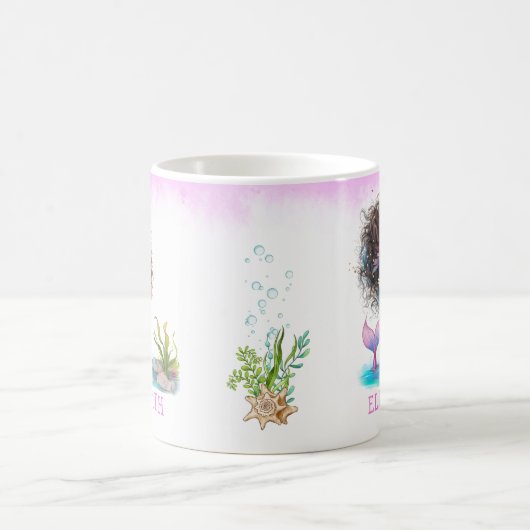 Little Brown Mermaid Waterverf Coffee Mok (Center)