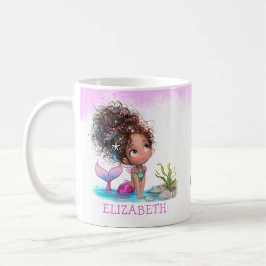 Little Brown Mermaid Waterverf Coffee Mok (Links)