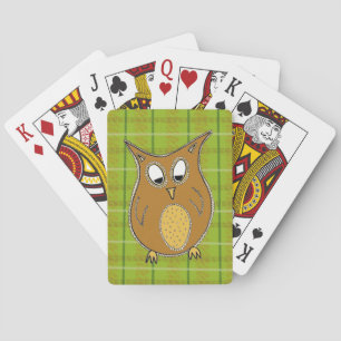 Little Brown Owl on Green Tartan Spelling Cards Speelkaarten