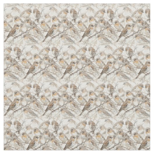 Little Brown Sparrow Bird Collage Stof (Close Up)