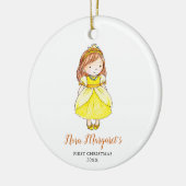 Little Brunette Girl Baby First Kerstprinses Keramisch Ornament (Links)