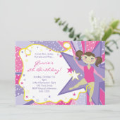 Little Brunette Gymnast-uitnodigingen Kaart (Staand voorkant)