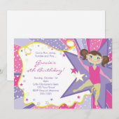 Little Brunette Gymnast-uitnodigingen Kaart (Voorkant / Achterkant)