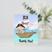 Little Buccaneer Baby Boy Pirate Thank You Briefkaart (Staand voorkant)