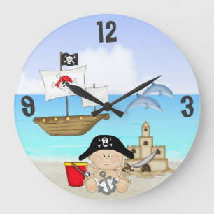 Little Buccaneer Baby Pirate Beach Wall klok