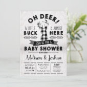Little Buck Deer Baby Boy Shower Uitnodiging (Staand voorkant)
