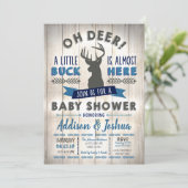 Little Buck Deer Baby shower Invitation Kaart (Staand voorkant)