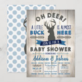 Little Buck Deer Baby shower Invitation Kaart (Voorkant / Achterkant)