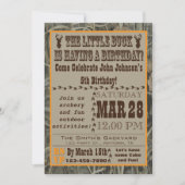 Little Buck Hunting Birthday Invitation with Camo Kaart (Voorkant)