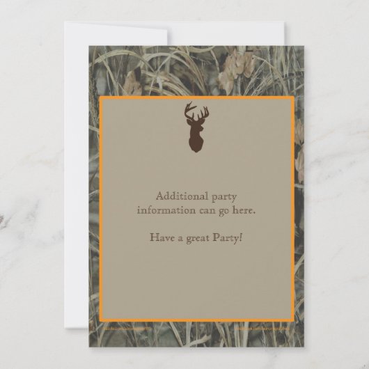 Little Buck Hunting Birthday Invitation with Camo Kaart (Achterkant)
