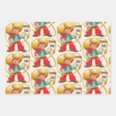 Little Buckaroo Cowboy Jongensnaam Verjaardag 3 Inpakpapier Vel (Voorkant 3)