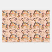 Little Buckaroo Cowboy Jongensnaam Verjaardag 3 Inpakpapier Vel (Voorkant 2)