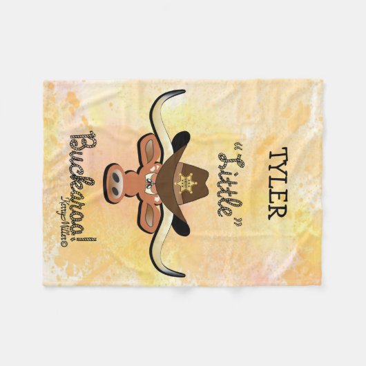 Little Buckaroo, Longhorn Steer Fleece Blanket (Voorkant (Horizontaal))