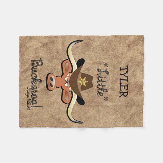 Little Buckaroo, Longhorn Steer Fleece Blanket (Voorkant (Horizontaal))
