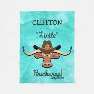 Little Buckaroo, Longhorn Steer Fleece Blanket Deken