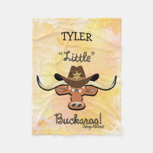 Little Buckaroo, Longhorn Steer Fleece Blanket Deken