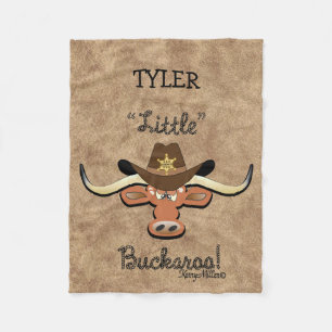 Little Buckaroo, Longhorn Steer Fleece Blanket Deken
